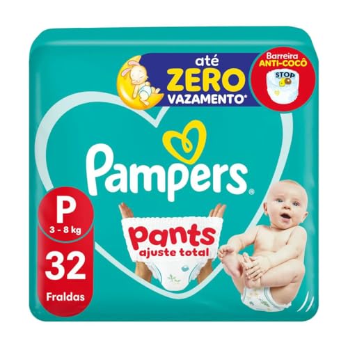 Fralda Pampers Pants Ajuste Total Tamanho P (3-8 Kg), 32 Un