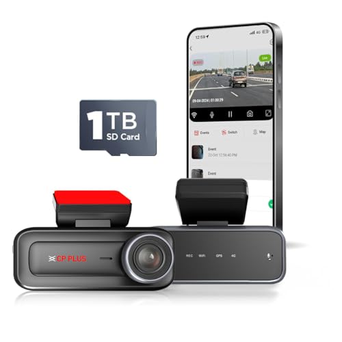 CP PLUS 4G Live Dashcam for Car with 2MP Full HD Front Camera | Live View GPS Tracking | Geo-Fence | HDR Night Vision | Two-Way Talk | Collision Detec