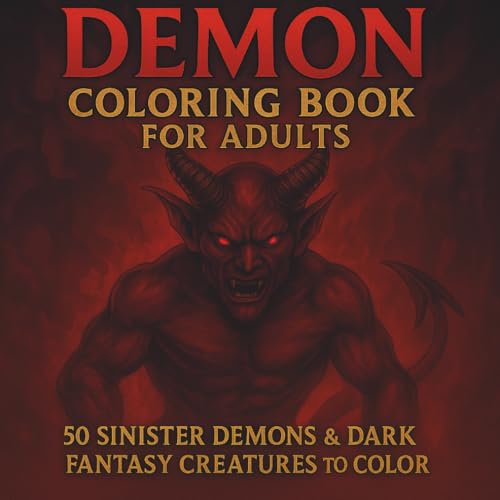 Cover of Demon Colouring Book: 50 Demon and Dark Fantasy Creatures to Colour