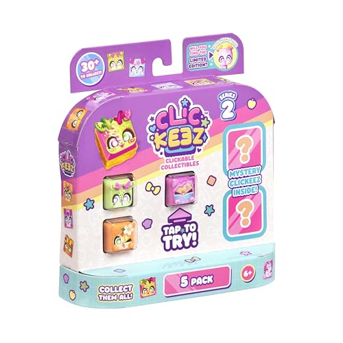 CLICKEEZ 5-Pack Serie 2 – 5 Kawaii Klikfiguren – Veranderbare Keycap met Sleutelhanger – Sensorisch Fidget Speelgoed met ASMR-Klikeffect – Verzamelbaar – Vanaf 6 Jaar
