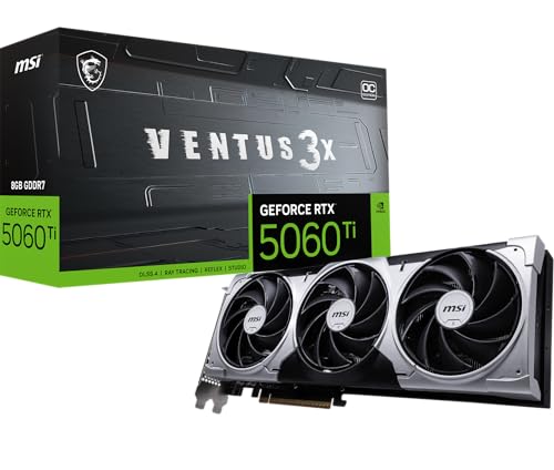 msi Gaming RTX 5060 Ti 8G Ventus 3X OC Graphics Card (8GB GDDR7,128-bit, Extreme Performance: 2602 MHz