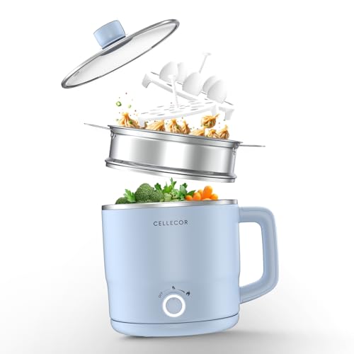 Cellecor Stainless Steel Multi-Cook Kettle CMK18 Home Chef With Steamer, Egg Tray, Rust Free Body, 600W Powerful Output, Multi Cook Electric Kettle (1