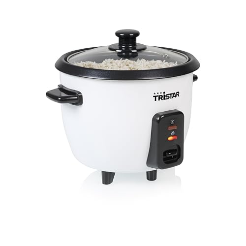 🔥 STARKER PREIS (-30%) Tristar Reiskocher 0,6 L, Antihaft-Innentopf, Warmhalte- und Abschaltautomatik, Kompaktes Design, Inklusive Messbecher und Löffel, 300 W, RK-6142