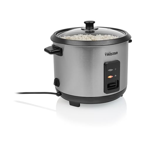 (-30%) Tristar Reiskocher, 1,5 L Kapazität, Edelstahlgehäuse, Dampfgaraufsatz, Automatische Abschaltung, Warmhaltefunktion, 500 W, RK-6145