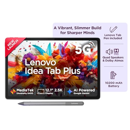 Lenovo Idea Tab Plus with Pen |Wifi + 5G|12.1" 2.5K Display, 800nits Peak Brightness|12GB RAM + 256GB ROM (Expandable upto 2TB)|MediaTek Dimensity