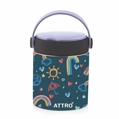 ATTRO Happy Go Vacuum Insulated ISI Certified Stainless Steel Soup Jar 500ml, Leakproof & BPA-Free for Kids & Adults, Long Temperature Retention,Ideal