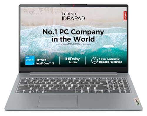 Lenovo IdeaPad Slim 3 13th Gen Intel Core i3-1315U 15.6 Inch (39.6cm) FHD Thin & Light Laptop (8GB RAM/512GB SSD/Windows 11/Office Home 2024/Grey/
