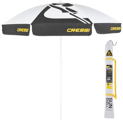 🔥 STARKER PREIS 20,00€ Coupon! Cressi Sunshell Umbrella Parasol Pro White/Black/Yellow - Leichter und Tragbarer Sonnenschirm für den Außenbereich, zum Schutz vor Sonne und Wetter, Weiß/Schwarz/Gelb, Ø 220cm