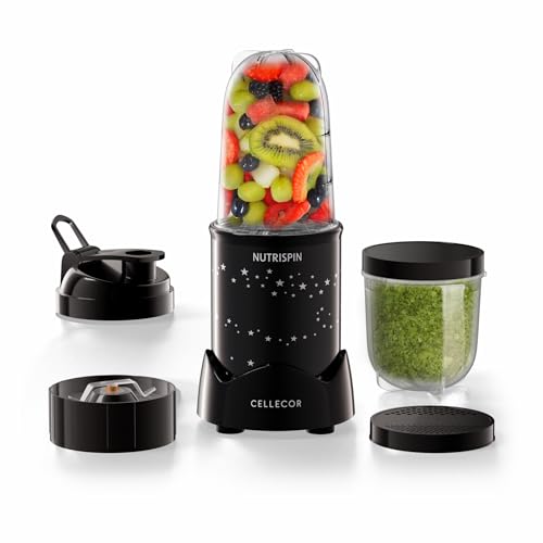 Cellecor Nutrispin 400W Nutri-Blender | 400W Personal Smoothie Blender with 23000 RPM | 2 Durable Jars | 6-Leaf Blade | Compact Juicer Mixer Grinder |