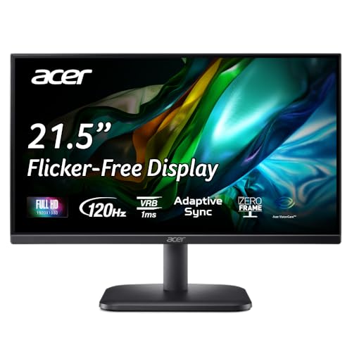 Acer EK220Q J0 21.5 Inch Full HD VA Panel Monitor | 120Hz Refresh | 1ms VRB | AdaptiveSync | sRGB 99% | Flicker-Less & BlueLightShield | ZeroFrame |