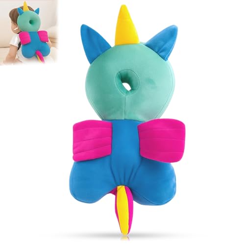 1 Piece Cute Rainbow Unicorn Shape Soft Baby Head Protector Backpack, Cushioning, Adjustable Shoulder Belt, Head Protection for 6-15 Month Toddler Bab