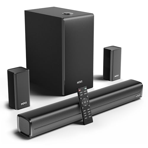 Mivi Nex 450 Soundbar [New Launch], 450W 5.1 Channel System with 3 in-Built Speakers, 2 Satellite Speakers and a Subwoofer, Nex Surround Feel Technolo