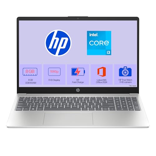 HP 15, 13th Gen Intel Core i3-1315U (8GB DDR4, 512GB SSD), FHD, Micro -Edge, Anti-Glare, 15.6''/39.6cm, Win11, M365* Office24, Silver, 1.59kg, fd0624t