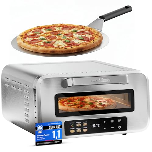 🔥 STARKER PREIS (-60%) ProfiCook® Pizzaofen elektrisch | 400°C | echter Pizzastein | inkl. Pizzaheber | variable Zeit und Temperatureinstellung | Pizza Ofen Elektro | für Pizza in unter 5 min. | Pizzamaker | PC PO 1323