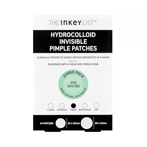 The INKEY List Hydrocolloid Invisible Pimple Patches, Spot Patches Contains Salicylic Acid, Day/Night Anti Acne Patches, Vegan & Cruelty Free, Suitabl