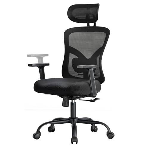 MarsailErgonomic Office Chair Ergonomic Gaming Chair with Lumbar Support, 2D Headrest, Adjustable Armrests, Contoured S