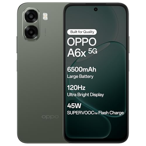 OPPO A6X 5G (Olive Green, 4GB RAM, 128GB Storage) with No Cost EMI/Additional Exchange Offers
