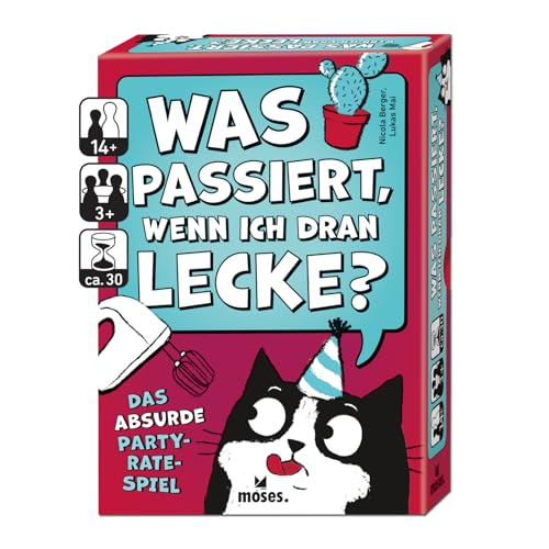 🔥 STARKER PREIS (-39%) Moses. was passiert, wenn ich dran lecke? - Absurdes Party-Ratespiel mit verrückten & lustigen Fragen, kommunikatives Kartenspiel für 3-8 Spieler ab 14 Jahren