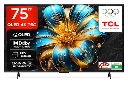 TCL 189 cm (75 inches) 4K UHD Smart QLED Google TV 75T6C