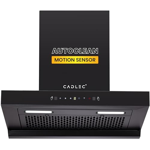 Cadlec PeakFlow 60cm Filterless T-Shape Kitchen Chimney | 1400 m³/hr Powerful Suction | Auto Clean with Oil Collector | Feather Touch + Gesture Contro