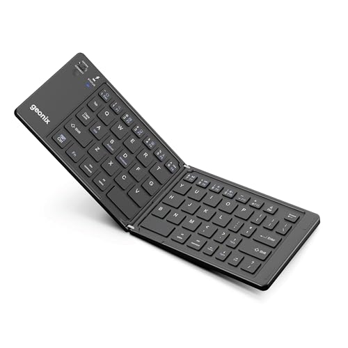 GEONIX Neo Fold 11, Foldable Wireless Keyboard | BT 5.0 Version | Rechargeable | 1 Year Warranty | 100+ Working Hours, Li-Polymer Battery (Black)