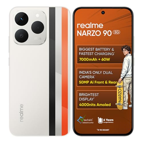 realme narzo 90 5G (Victory Gold,6GB+128GB) | 7000mAh Biggest Battery | 60W Fastest Charging | 50MP Front & Rear AI Cameras | 4000nits Brightest Displ