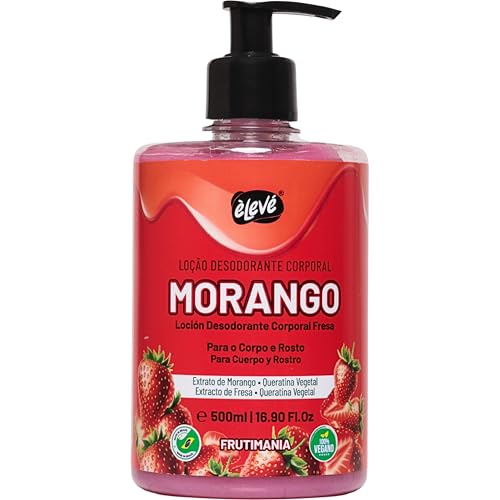 Loção Desodorante Corporal, Eleve, Morango, 500ml, Vermelho | Hidratação perfumada de absorção rápida, sem sensação pegajosa, com essência frutada