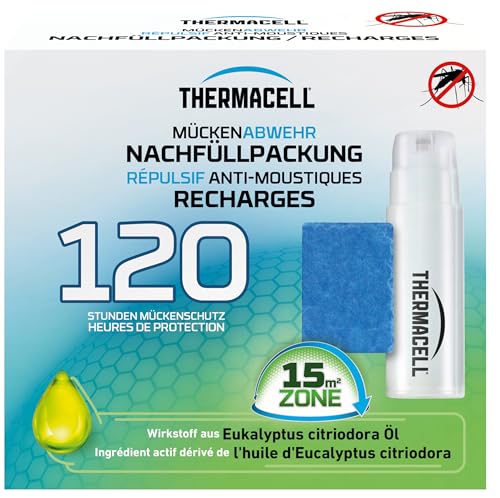 Thermacell Mückenabwehr Nachfüllpackung – 120 Stunden Mückenschutz, Unscented, 30 Wirkstoffplättchen & 10 Gaskartuschen, Grün
