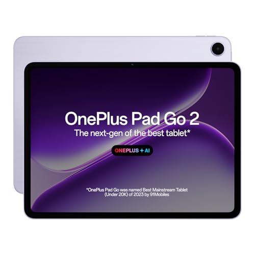 OnePlus Pad Go 2, 12.1 inch (30.73 CM), LCD, 8GB RAM, 128GB ROM, Wi-Fi, Quad Speakers, Eye Care, Lavender Drift, AI Enabled