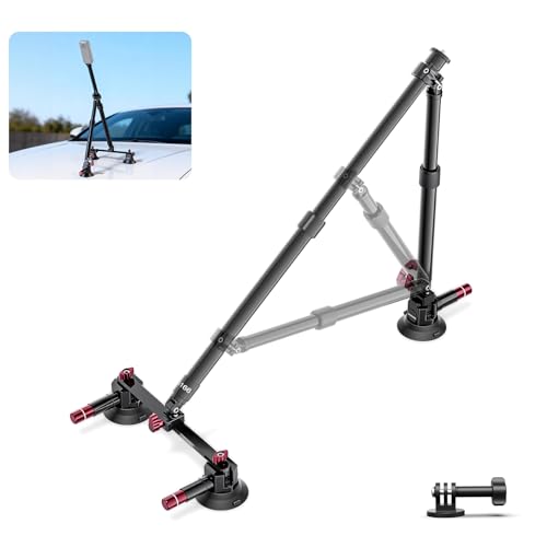 (-12%) NEEWER Dreifach Saugnapf Halterung Auto Set, Zwei 24" Verlängerungsstangen aus Aluminiumlegierung, NATO Schiene, Actionkamera Adapter kompatibel mit GoPro DJI Insta 360, max Last 2,2 lb, CA166