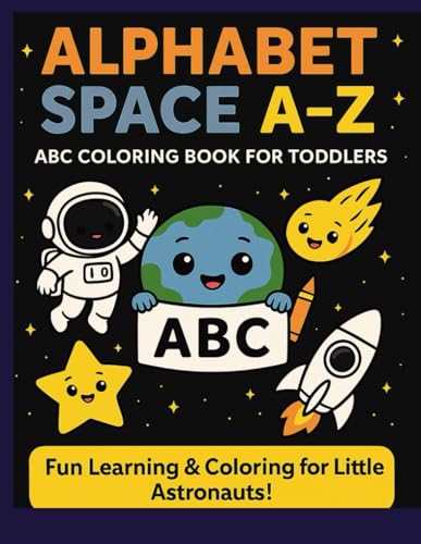 Space Alphabet A-Z Coloring Book cover