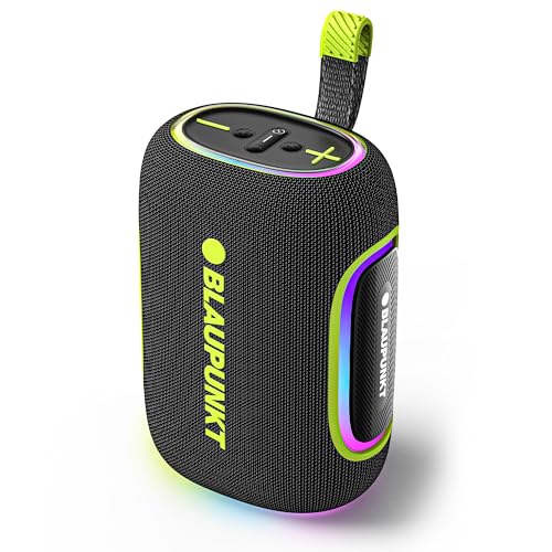 Blaupunkt ATOMIK OMG ATOM 60W Portable Bluetooth Speaker, Advanced DSP Sound, 100 Years German Legacy Audio, Jazzy Aura Party Neon Lights, IPX6 Splash