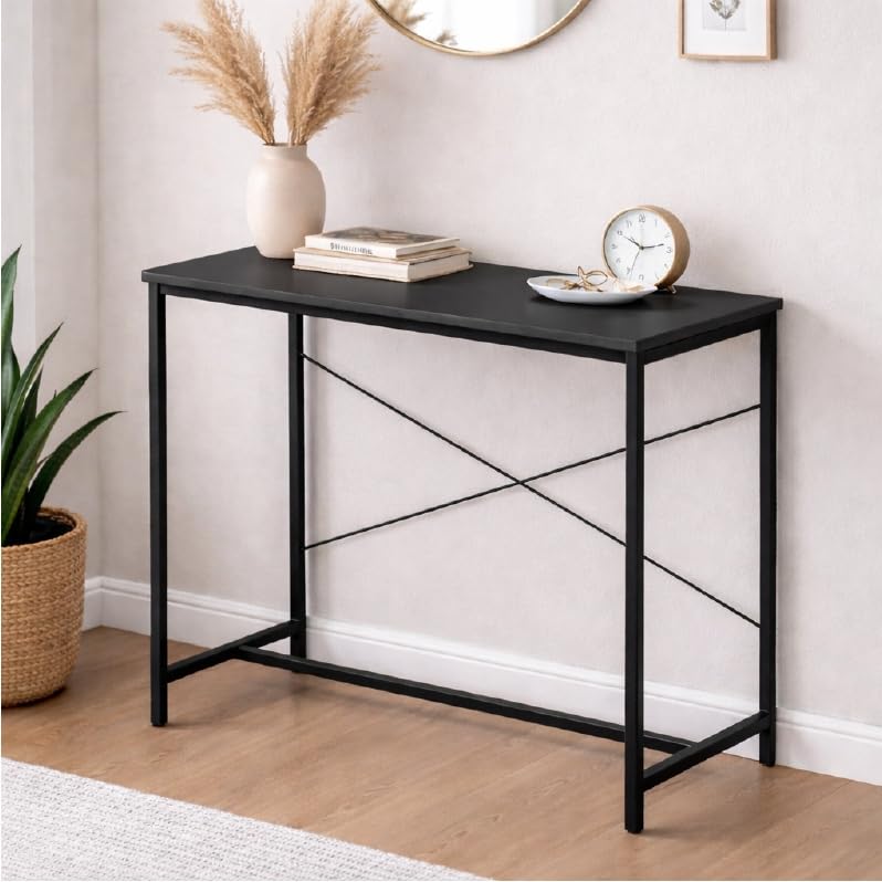 Amazon Brand - Solimo Study Table for Home Office | Engineered Wood Computer Desk | Compact & Sturdy Desk for Small Spaces | Black | L 90 x W 61.5 x H