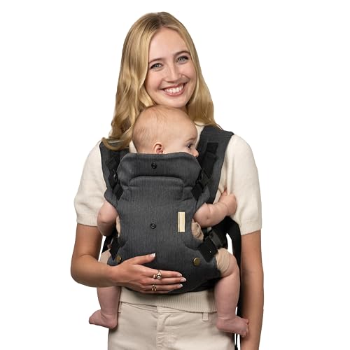 Infantino Flip Luxe 4-in-1 Convertible Baby Carrier, Ergonomic Infant to Toddler Carrier, Updated Lumbar Support, Premium Herringbone Fabric, Elevated Accents, Hands-Free Comfort, 3,2-16 kg, Onyx
