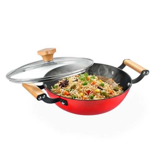 Prestige Castlite Enamel Coated Cast Iron Kadai 20cm/ 1.4L | Lightweight, High Heat Retention | Gas & Inductio