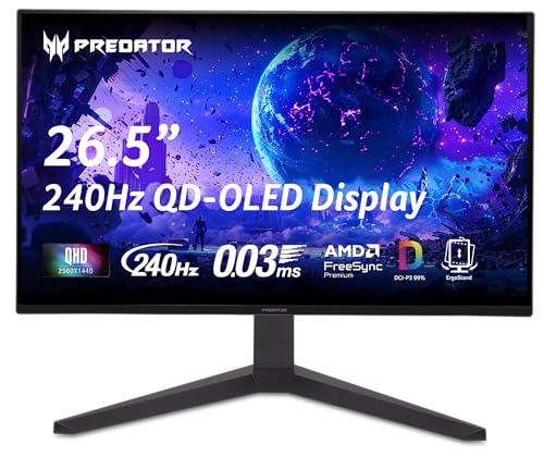 [Monitor] Acer Predator 26.5in QHD 2560x1440 QD-OLED 240Hz Gaming Monitor X27U W1BMIIPPRX - $314.99 - Amazon (43% OFF)