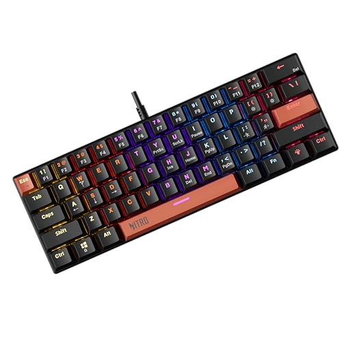 acer Nitro X Wired Mechanical Gaming Keyboard | 61 Keys | Red Switches | 17-Mode Rainbow Backlight | 50M Keystroke Life | 22-Key Anti-Ghosting | Doubl