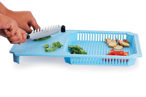 Anjali Fantastic Cut & Wash Deluxe Cutter Blue Black – Polypropylene, ABS & Nylon Body with Tempered Magnetic Stainless Steel Blades, Ideal for Cuttin