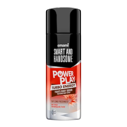 Smart And Handsome Power Play Turbo Energy Perfumed Body Spray For Day Long Freshness,150ml, Dermatologically Tested, Non-Irritant Formula, Zesty Oran
