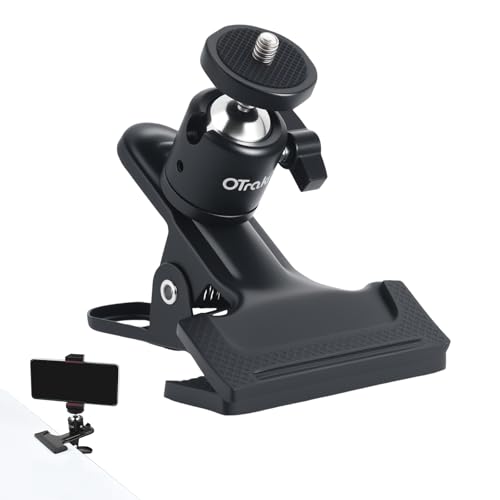 (-34%) OTraki Klemme mit Kugelkopf 360 Grad, Metall Klemmhalter mit 1/4'' Schraube, Stativklemme Kamera Halterung mit Rutschfester Gummiauflage Klemmstativ für DSLR Kamera Blitzgerät Videoleuchte Smartphone