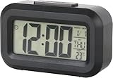 Kadio Small Digital Alarm Clock Large Display Bedside Clock with Luminous Temperature Calendar Battery Powered Alarm Clock for Bedroom Office Desk Table Black
