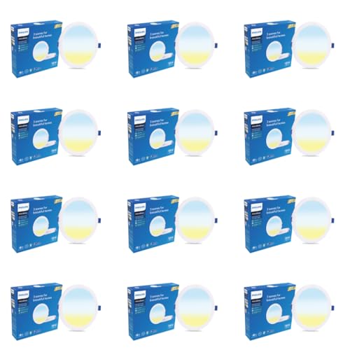 PHILIPS 15W 3in1 Round AstraGlow Pro LED Ceiling Light | Slim Surface Panel for Home & Office | Energy Efficient Bright LED Fixture | Pack of 12