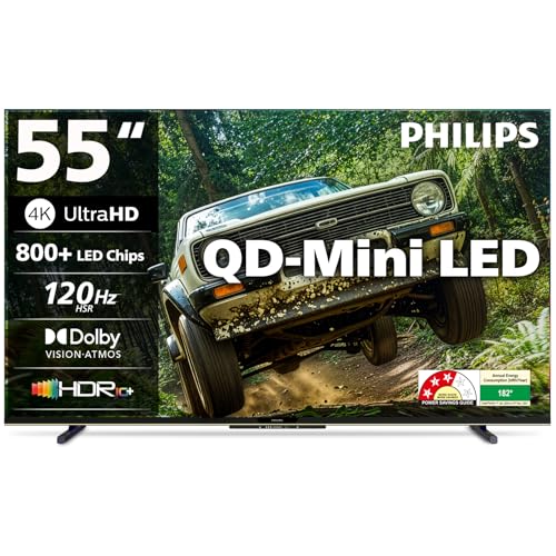 PHILIPS 138 cm (55 inches) 4K Ultra HD QLED Smart QD-Mini LED Google TV 55MLED610/94