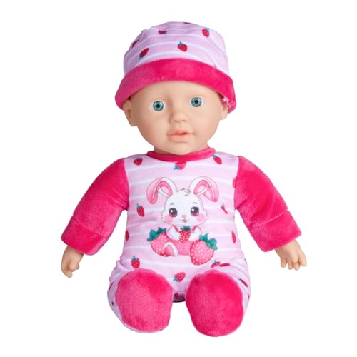 (-23%) Simba Laura Strawbunny – Weichkörperpuppe für Kleinkinder im Erdbeer-Strampler mit Hasenohren, 30 cm groß, Schmusepuppe ab 1 Jahr