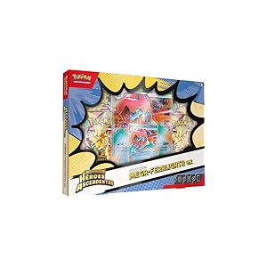 Pokémon: Colección Mega-Feraligatr ex de Megaevolución-Héroes Ascendentes (1 Carta holográfica de promoción, 1 Carta de Gran tamaño con Efecto 3D y 4 Sobres de Mejora)