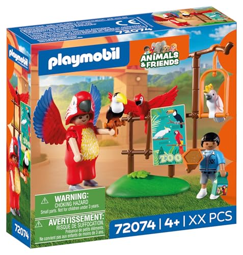 🔥 STARKER PREIS (-47%) PLAYMOBIL | Animals & Friends | Zoo Maskottchen | Mann mit Papagei-Kostüm und 3 Tropenvögeln | Kinder Spielzeug ab 4 Jahren | 72074