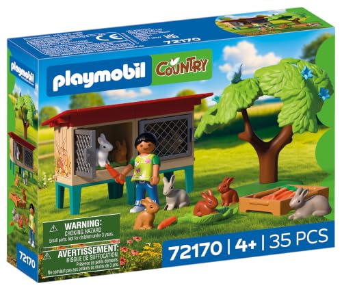 🔥 STARKER PREIS (-33%) PLAYMOBIL | Country | Ländlicher Kaninchenstall | Kaninchen‑Set mit Ställen, Baum, Futter & vielen Tieren | Für Kinder ab 4 Jahren | 72170