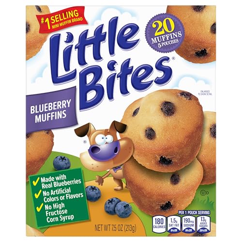 Little Bites Blueberry Muffins, 5 individual packs, (1.5 oz each), Real Blueberries Mini Muffins, 7.5 oz Multipack