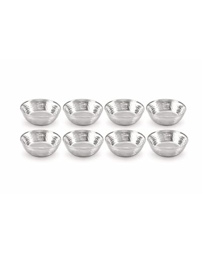 Tosaa Stainless Steel Hammered Finish Vati Pack of 6 - Hammered Texture Adds A Premium Touch to Your Kitchen, Perfect for Serving Curries, Dals, Rice,