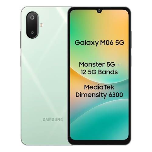 Samsung Galaxy M06 5G Mobile (Sage Green, 4GB RAM, 128GB Storage) | MediaTek Dimensity 6300 | AnTuTu 623K+ | 12 5G Bands | 25W Fast Charging | 4 Gen O